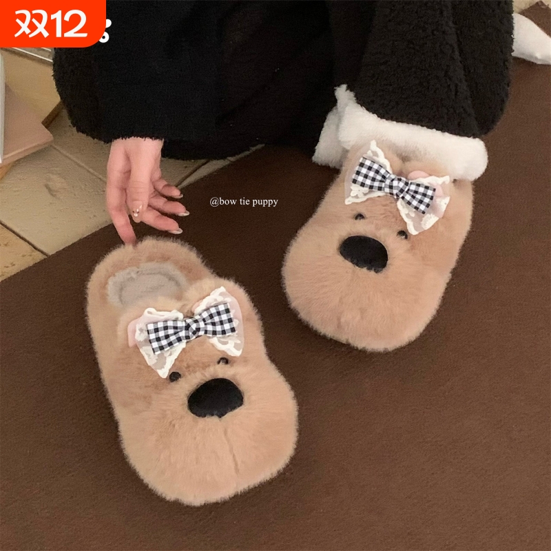 保暖软底居家冬季毛毛鞋ins