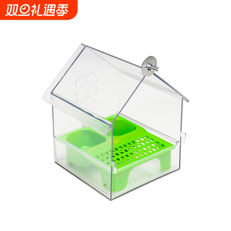 外挂玄凤食槽鹦鹉喂食器外挂中小鸟牡丹防撒防溅小太阳喂鸟食盒鸟
