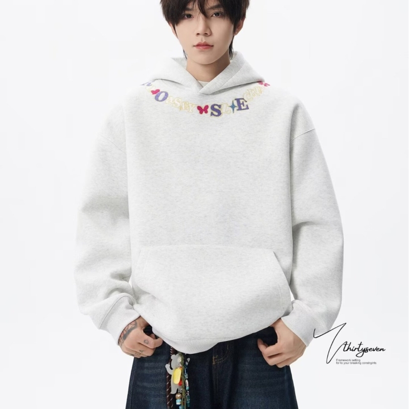 2025新潮流卡通运动印花连帽卫衣情侣装ins休闲秋冬季潮流上衣男