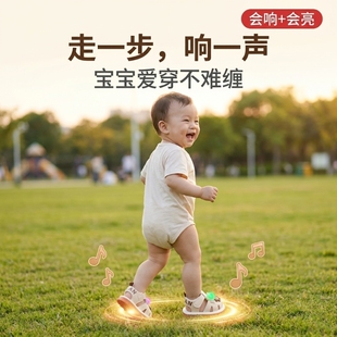 婴儿学步鞋叫叫鞋2026夏季新款幼儿男童软底包头凉鞋防撞女童鞋子
