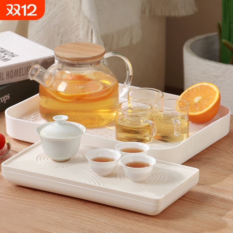 日式双层沥水塑料托盘创意长方形