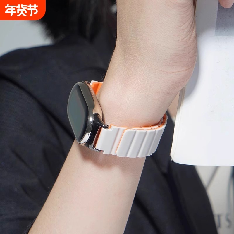 适用小米手环8表带9磁吸硅胶7运动手表6腕带5智能4男女生夏天3