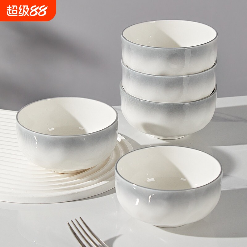 陶瓷釉下彩现代时光6个装饭碗