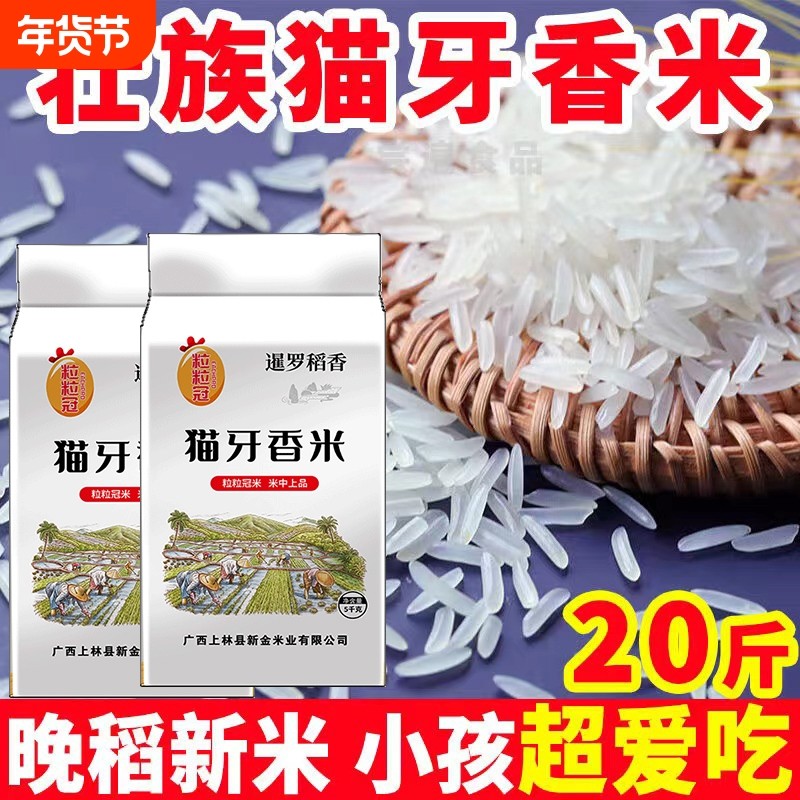 一级猫牙香米广西上林晚稻新米煲仔饭长粒原生态大米优质实惠20斤