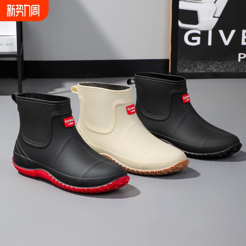 雨鞋雨靴加厚男士短筒防滑时尚防水水鞋水靴加绒保暖女士厨房胶鞋
