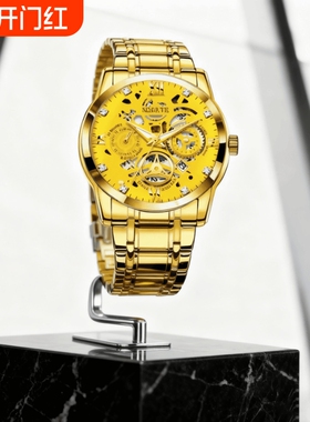 正品瑞士2024新款手表男士全自动机械风防水精钢带双日历男表夜光