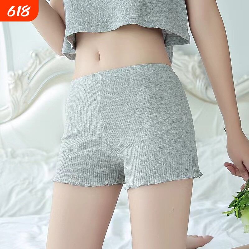 纯棉安全裤防走光不卷边螺纹三分裤无痕耳边薄款保险打底短裤女士