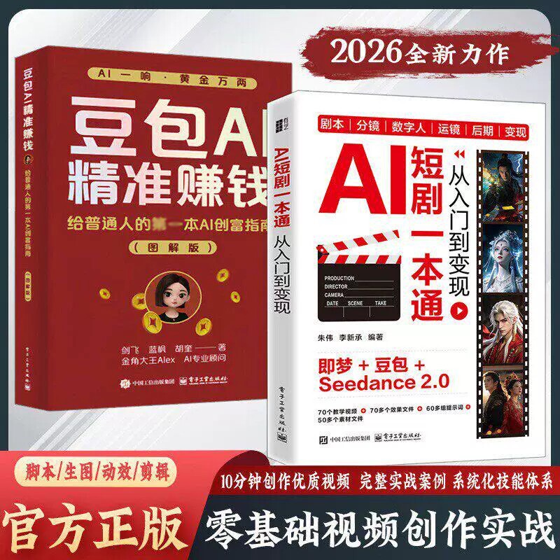新手入门AIai短剧一本通制作从到变现豆包AI赚钱教程书教小白如何一部全流程创作实战AI技术指南时代轻松抖音视频创业零基础系统图片