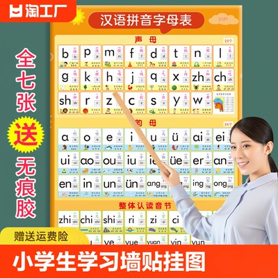 小学生拼音识字表知识挂图大墙贴