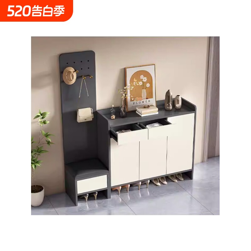 实木鞋柜家用门口现代简约入户大容量靠墙储物柜简易玄关收纳书