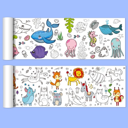 超长儿童涂鸦大画纸涂色画卷画本