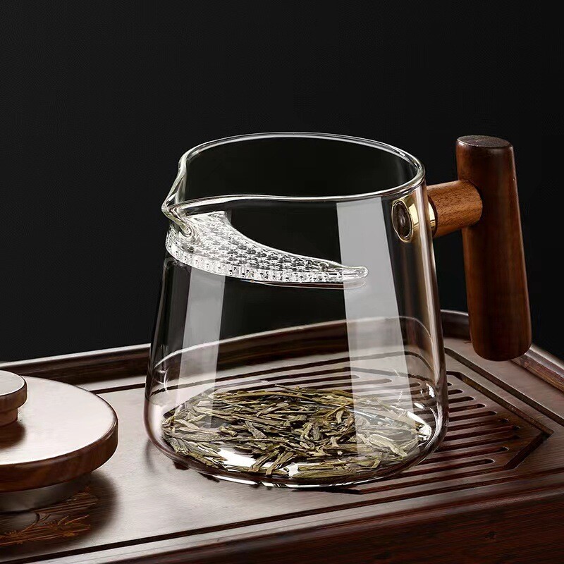 泡茶杯月牙带过滤一体公道杯耐高温玻璃带盖绿茶杯茶煮泡茶器家用
