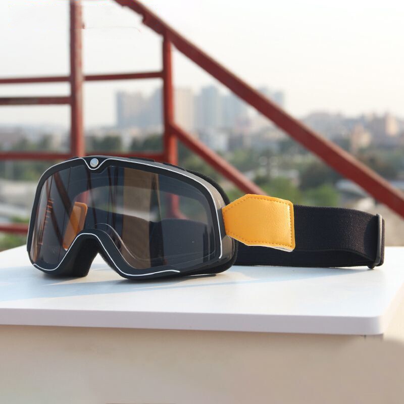 摩托车风镜彩色眼镜复古头盔半盔越野机车防风沙防雾尘骑行护目镜