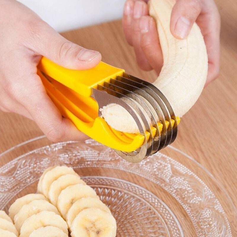 不锈钢香蕉切片器水果分割器火腿肠切割水果刀沙拉切厨房小工具