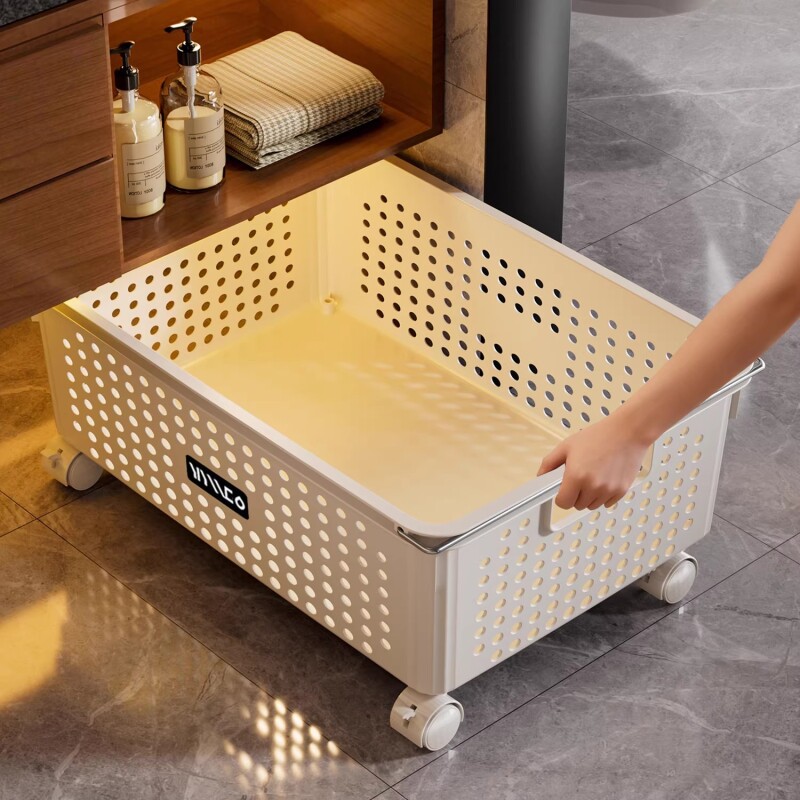 浴室柜下脏衣篓家用脏衣服收纳篮带轮推车防水杂物洗衣篮储物筐子