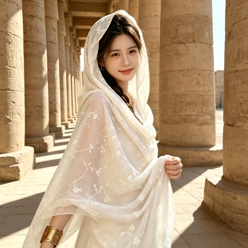 披肩外搭女2026新款空调女薄款长条丝巾敦煌沙漠旅游纱巾斗篷盘扣