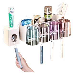 牙刷置物架架子免打孔刷牙杯漱口杯壁挂式卫生间挂架牙膏收纳浴室