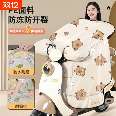 新款电动车挡风被冬季加绒加厚电瓶摩托车防风罩防雨防水双面防冻