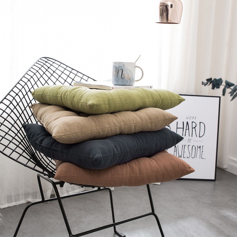 纯色榻榻米飘窗坐垫冬季办公室屁股现代简约座垫棉麻蒲团椅子垫子