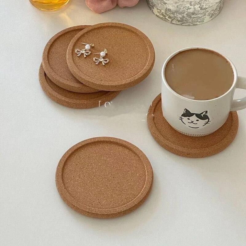 简约软木隔热杯垫防烫隔音垫复古圆形小茶杯垫家用防滑耐高温