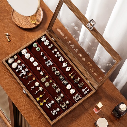 实木耳环耳钉专用收纳盒