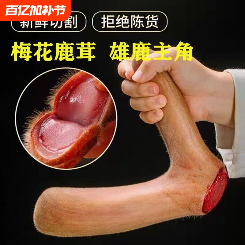 正宗鲜鹿茸头茬梅花鹿整根鹿茸泡酒专用正品片新鲜带血鹿茸整枝