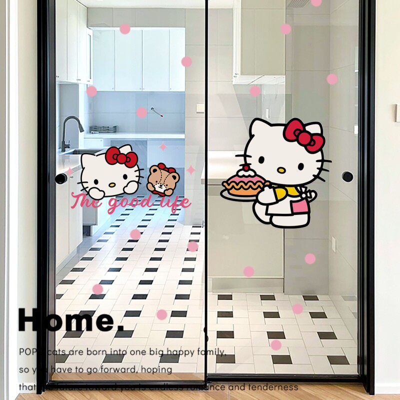 hellokitty房间装饰贴纸卫生间浴室可爱可防水贴画墙贴玻璃