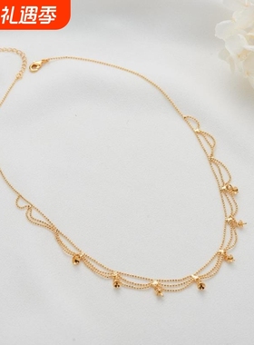 DIY简约豆豆蕾丝链条水波链珍珠拼接项链 多层珍珠配件五金首饰