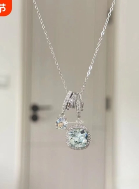 薄荷冰糖冷感项链女2024新款小众ins清水蓝色精致轻奢锁骨链