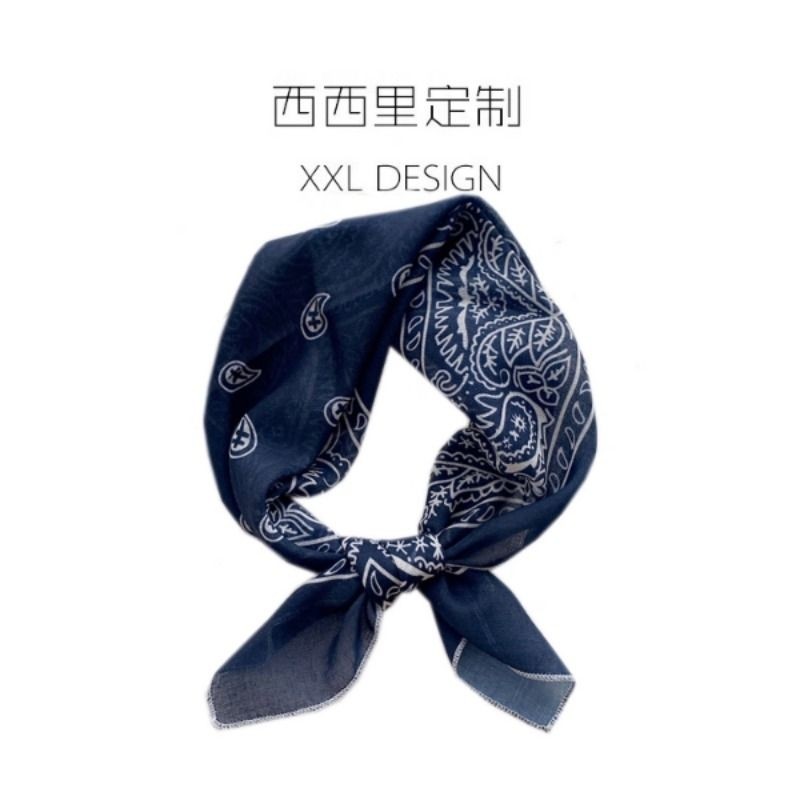 丝巾小方巾女复古棉麻护颈领巾搭配衬衫ins头巾发带波点菱形