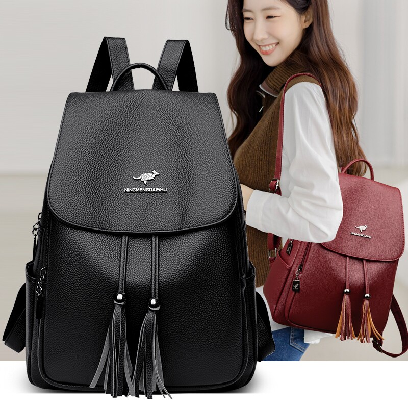 双肩包女士2024大容量百搭潮背包包真皮时尚旅行新款书包防水精致