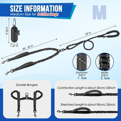 牵引绳一拖二狗绳p绳不勒手宠物牵引绳可伸缩狗绳子大型狗防爆冲