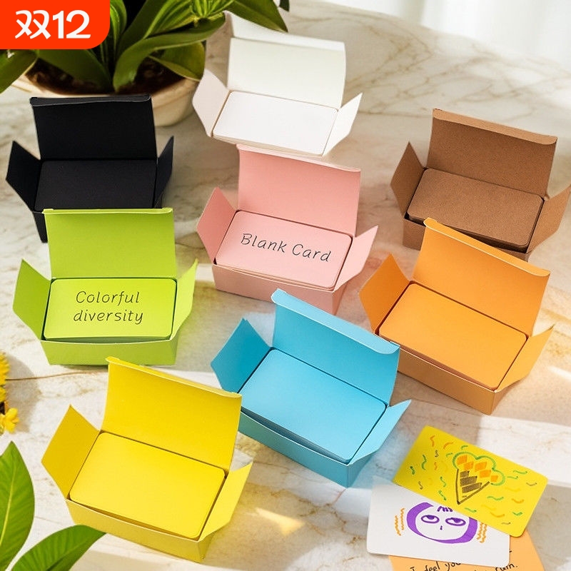 硬卡纸小留言随身便携彩色背单词卡片加打孔器空白纸手写英语记忆粉色