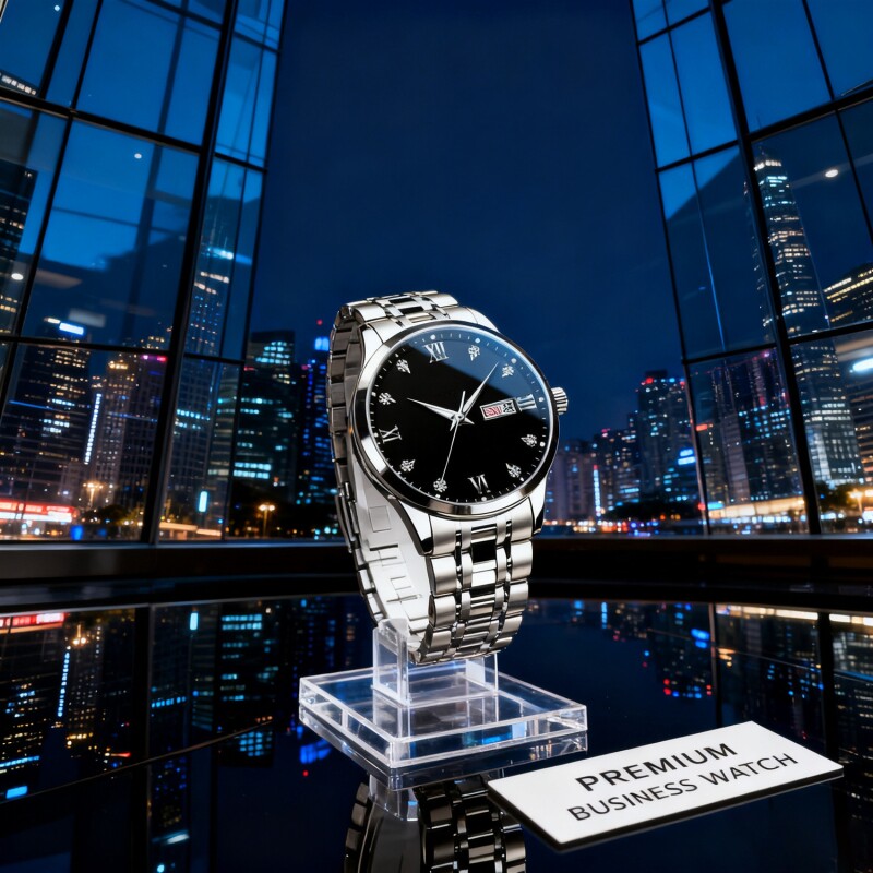 男士手表男正品名牌全自动非机械表钢带男款商务防水石英腕表老人