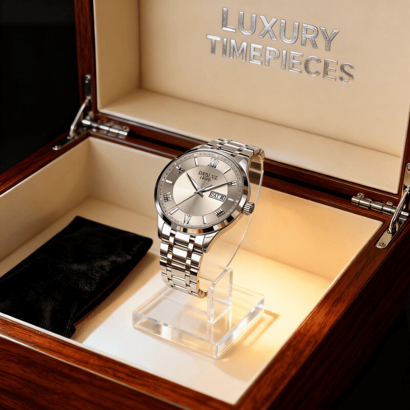 男款手表钢带商务防水石英腕表高级感男士正品名牌全自动非机械表