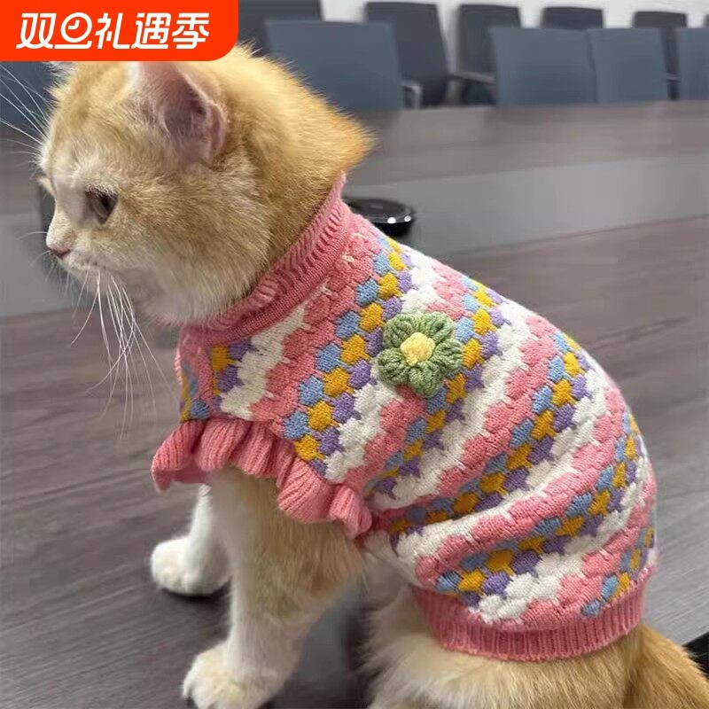 防掉保暖衣服冬天厚款布偶层毛金渐毛猫蓝猫无毛衣秋冬宠物小猫咪