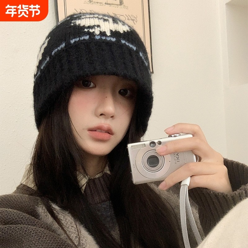 黑色针织帽毛线帽女秋冬新款水桶帽加厚防寒保暖帽子韩系氛围立体,服饰配件/皮带/帽子/围巾,帽子,淘宝优惠券,粉丝福利购,淘宝优惠卷