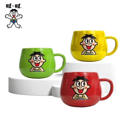 旺仔红色马克杯水杯可爱旺旺周边牛奶杯咖啡杯陶瓷杯子高颜值