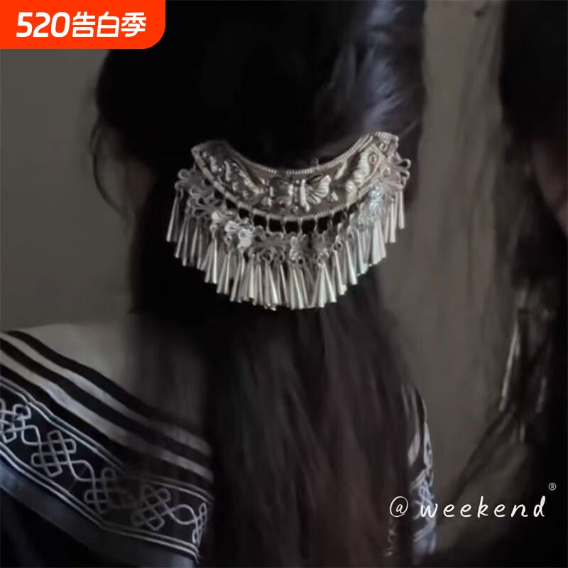新中式苗银民族风蝴蝶流苏发簪女古风小众步摇发钗汉服战国袍发饰