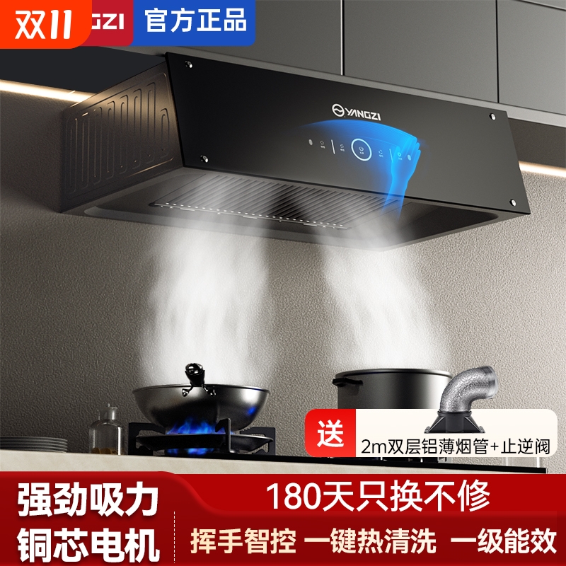 扬子抽油烟机家用厨房静音大吸力排油烟自动清洗小尺寸中式出租房