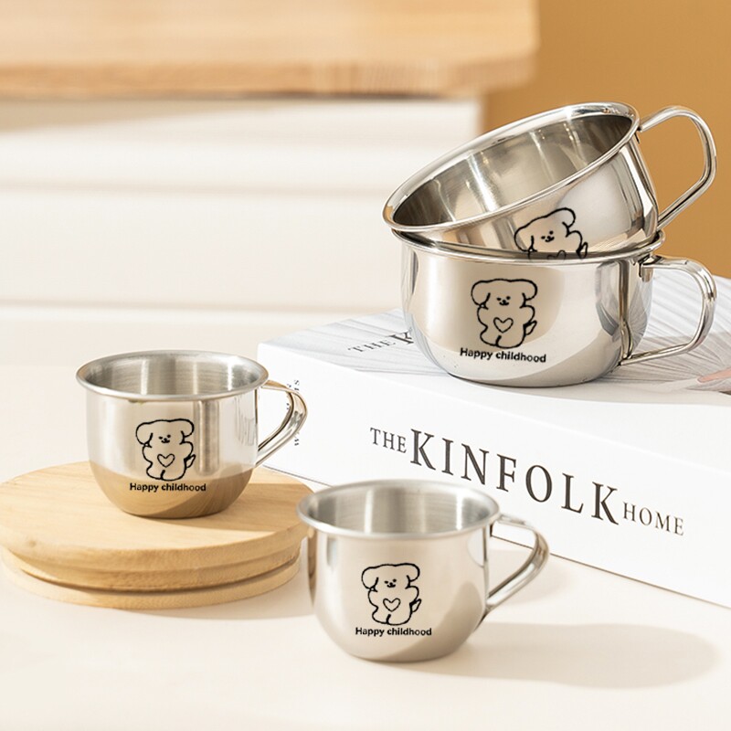 304不锈钢儿童水杯食品级幼儿童宝宝婴儿专用防摔牛奶学饮敞口杯