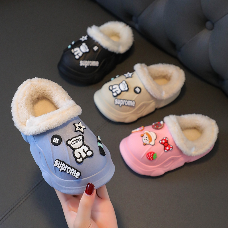 秋冬季儿童棉拖鞋防水男女童室内宝宝保暖EVA可拆卸加绒内胆防滑