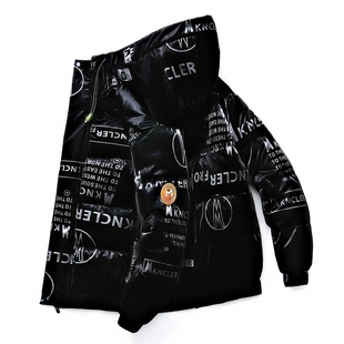 潮牌亮面连帽羽绒 外套加厚保暖棉袄2024新款 户外棉衣男士 冬季