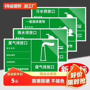废气排放口标识牌噪音排放源危废环保标志牌排气筒标示牌生活污水雨水废弃铝板标志贴纸警示牌指示警告废物