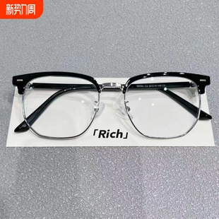 痞帅半框眼镜男款 近视可配度数防蓝光女斯文理工男潮无镜片平光