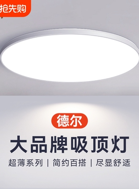 德尔卧室吸顶灯全光谱护眼儿童房灯简约现代百搭led吸顶灯房间灯