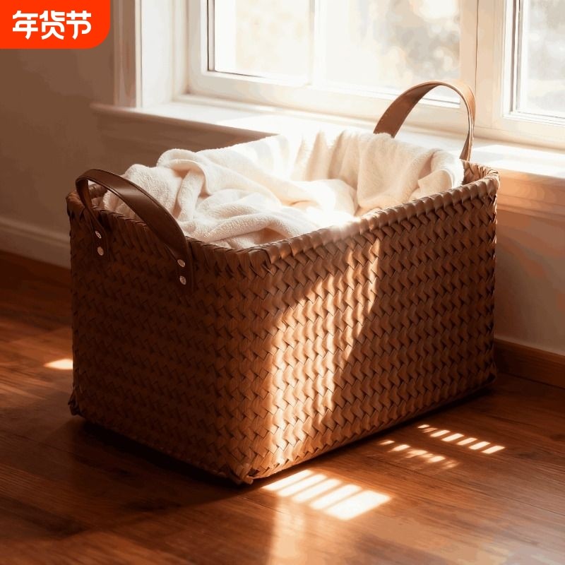脏衣服收纳筐家用高颜值轻奢藤编脏衣篮大容量洗衣篮浴室柜下篮子,收纳整理,脏衣篮,淘宝优惠券,粉丝福利购,淘宝优惠卷