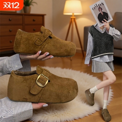 加绒勃肯鞋2025秋冬新款厚底内增高5cm博肯鞋毛毛鞋女百搭防滑