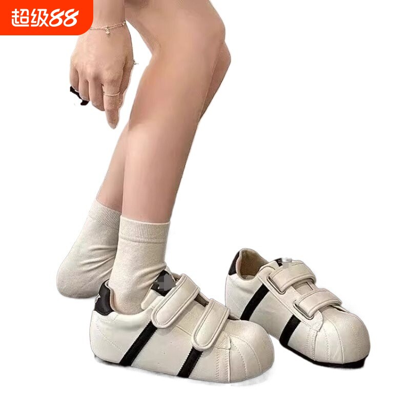 意尔康心选大头鞋子女2026新款鞋魔术贴增高厚底小白鞋运动休闲鞋