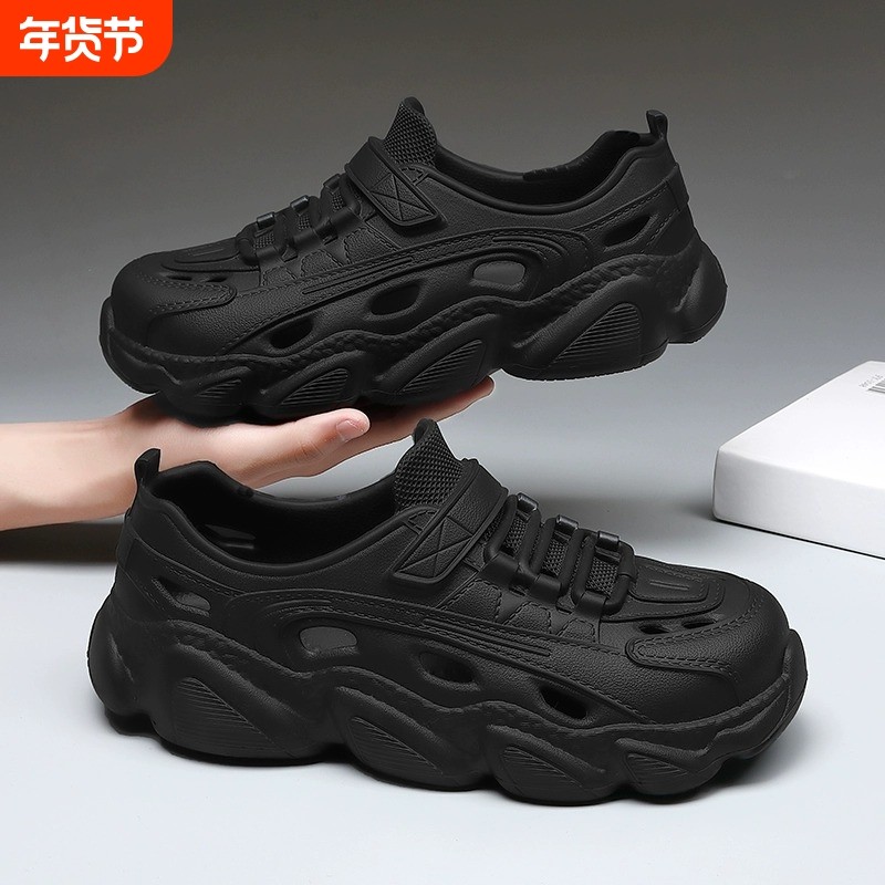 厚底凉鞋男士夏天2024新款外穿防滑洞洞鞋沙滩开车户外运动拖鞋男